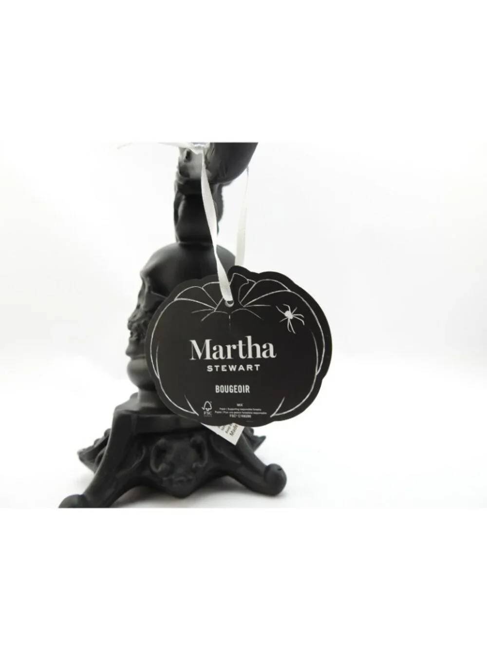 Halloween Skull Candelabra 3 Arm Black Gothic Candle Holder New Martha Stewart